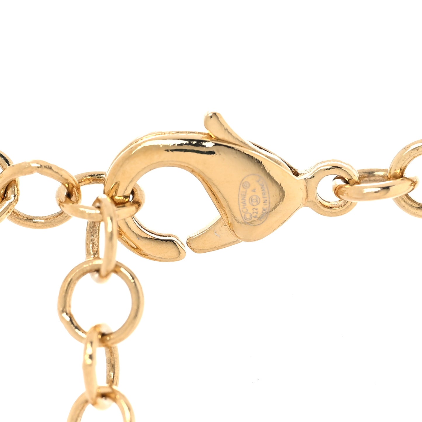 Metal Lambskin Chain CC Bow Necklace Black Gold