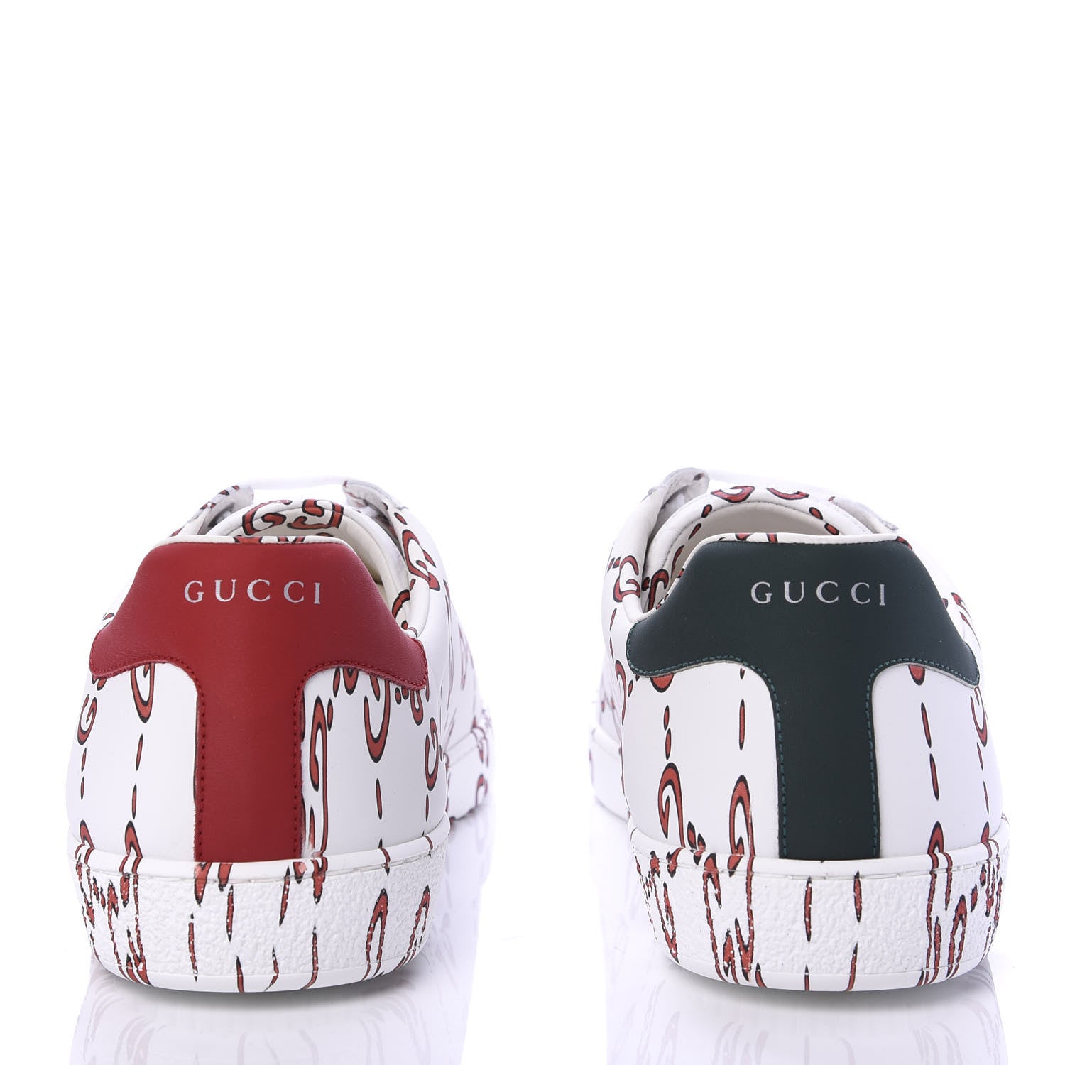 Gucci Calfskin GucciGhost Print Mens Ace Sneakers 13 White Hibiscus Red 6 of 10