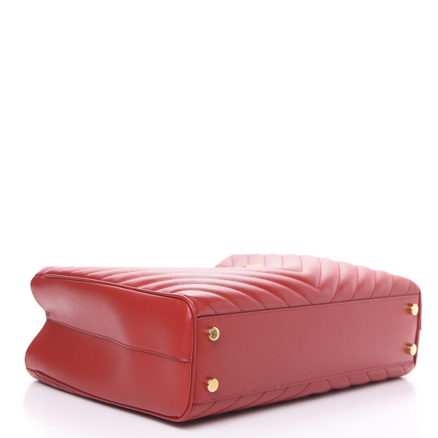 Grain De Poudre Matelasse Chevron Large Monogram Shopping Bag Red