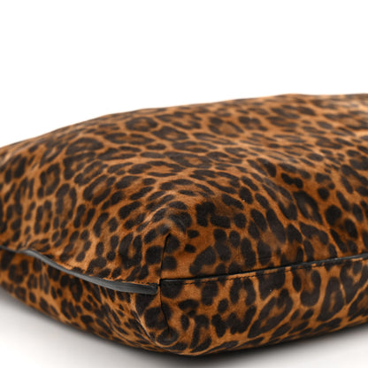 Saint Laurent Suede Leopard Print Medium Suzanne Hobo Manto Naturale 10 of 11
