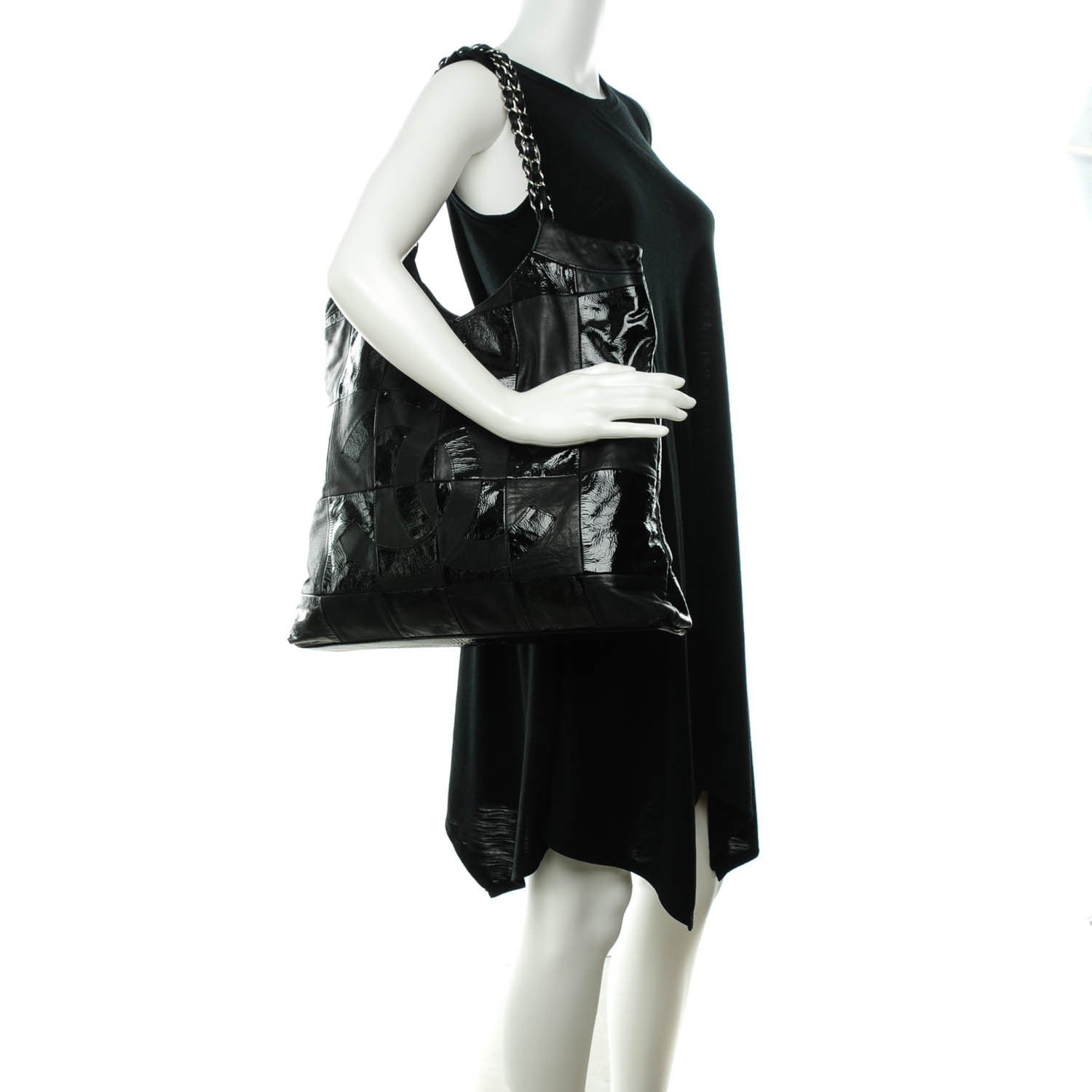 Chanel Patent Patchwork Brooklyn Tote Black 2 of 7