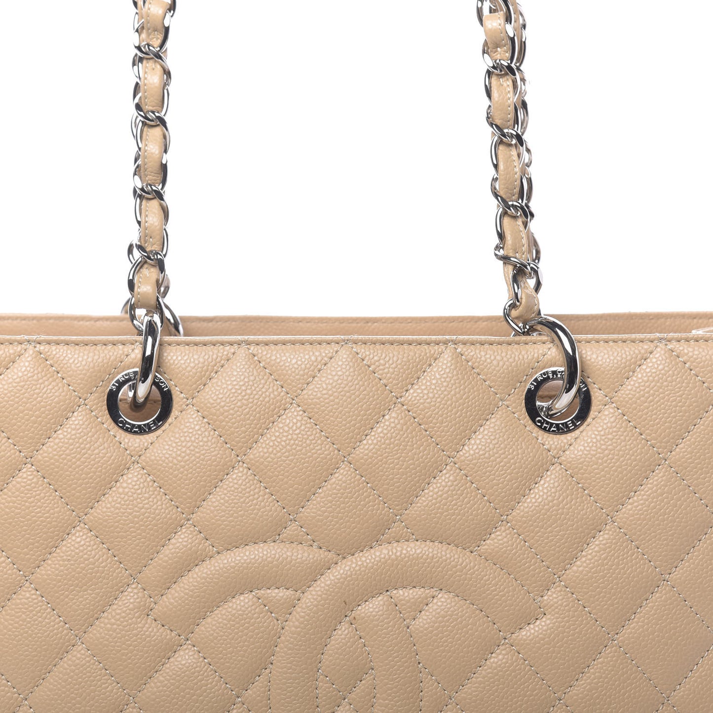 Caviar Quilted Grand Shopping Tote GST Beige Clair