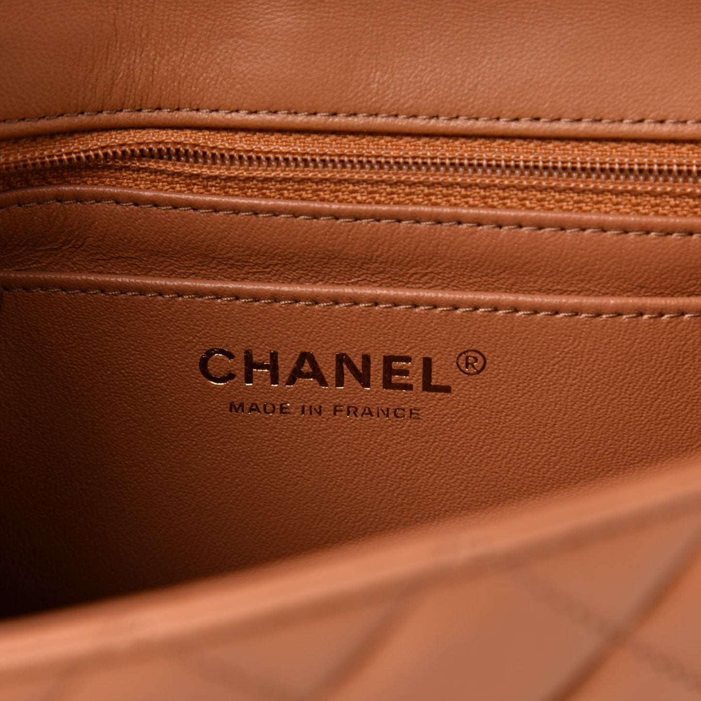 Lambskin Quilted Mini Rectangular Flap Brown