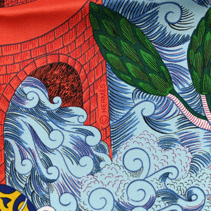 Hermes Silk Cosmographia Universalis Scarf 90 Corail Vert Jaune 4 of 5