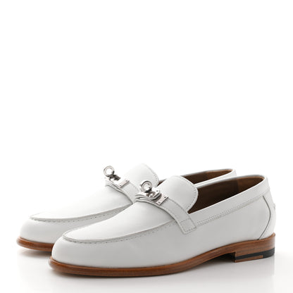 Hermes Calfskin Womens Destin Loafers 35 White 3 of 10