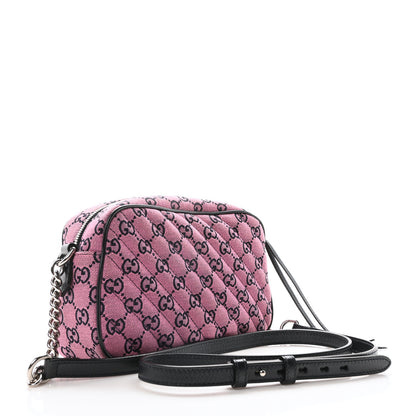 Gucci Monogram Multicolor Matelasse Diagonal Small GG Marmont Chain Shoulder Bag Pink Blue 3 of 10