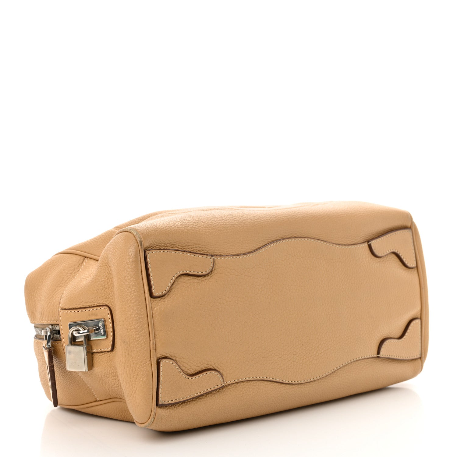 Prada Vitello Daino Print Logo Bowler Beige 4 of 14