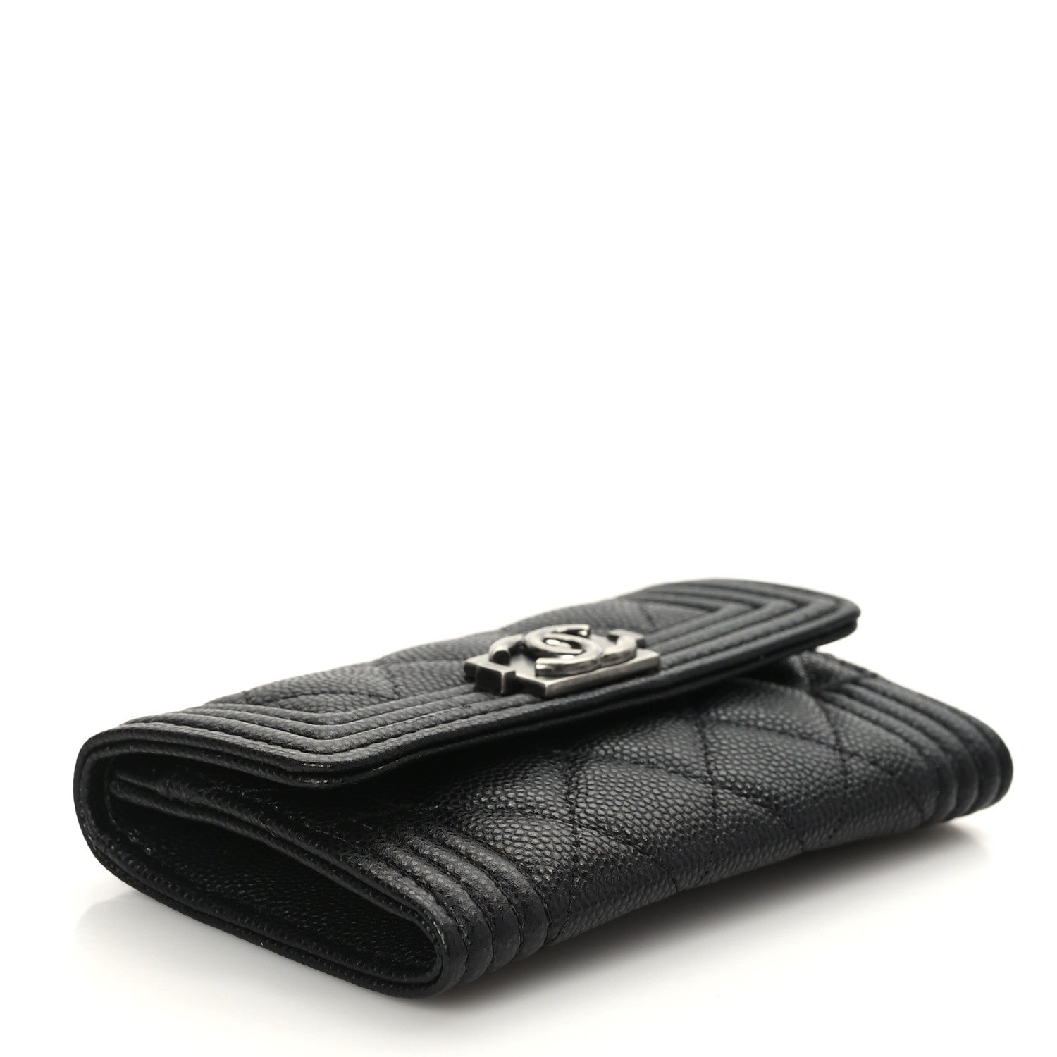 Chanel Caviar Quilted Boy Flap Card Holder Black 4 of 8