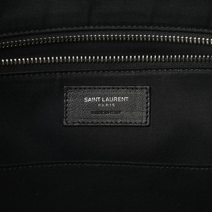 Saint Laurent Calfskin Crocodile Embossed Duffle Briefcase Black 6 of 10