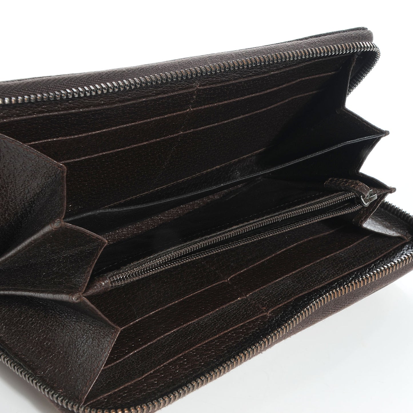Monogram Metal Bar Zip Around Wallet Dark Brown