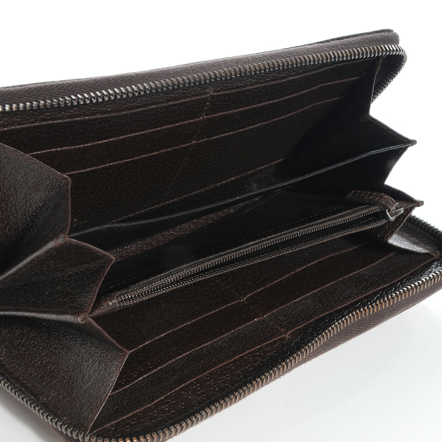 Gucci Monogram Metal Bar Zip Around Wallet Dark Brown 7 of 9