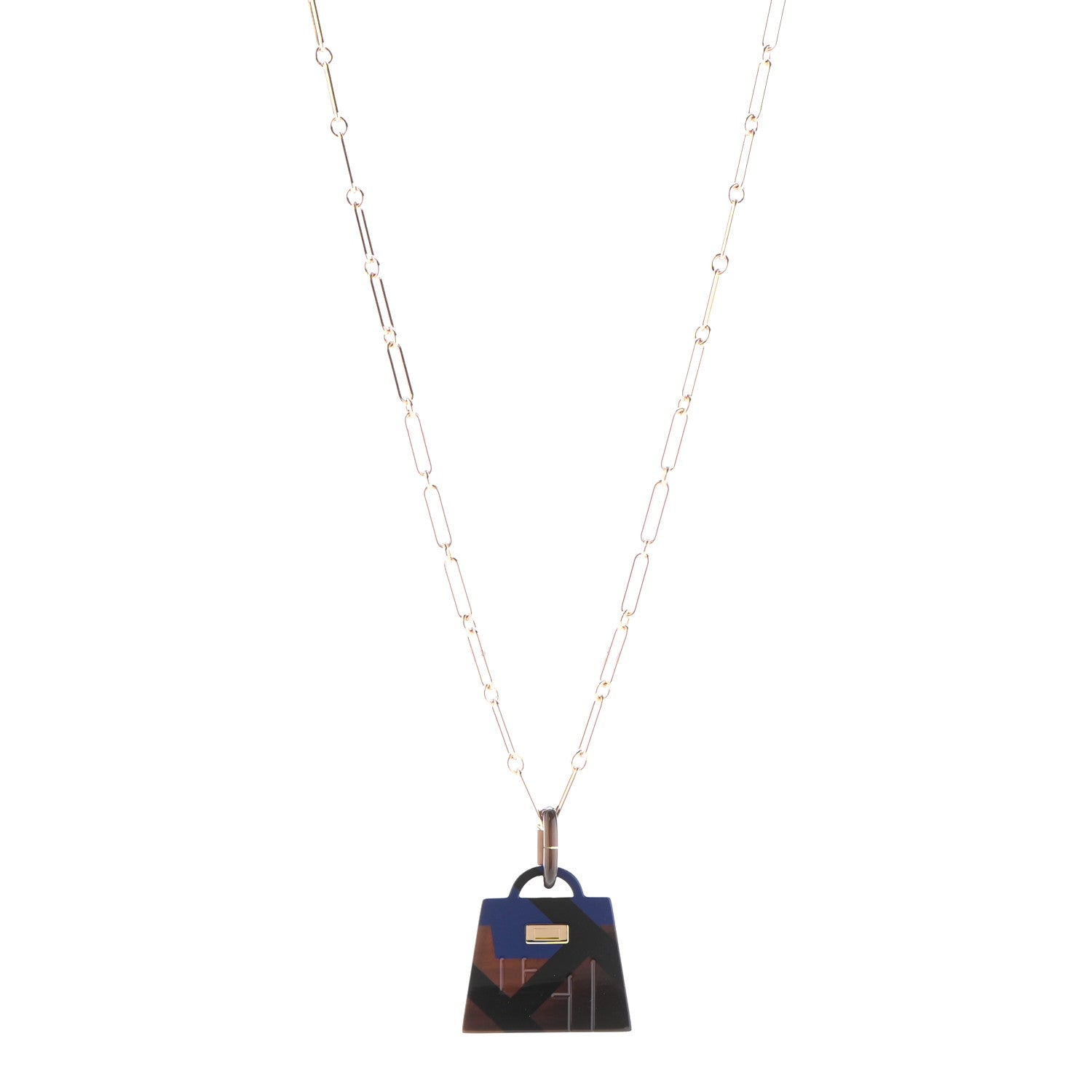 Hermes Permabrass Buffalo Horn Large Amulette Kelly Pendant Necklace 1 of 8