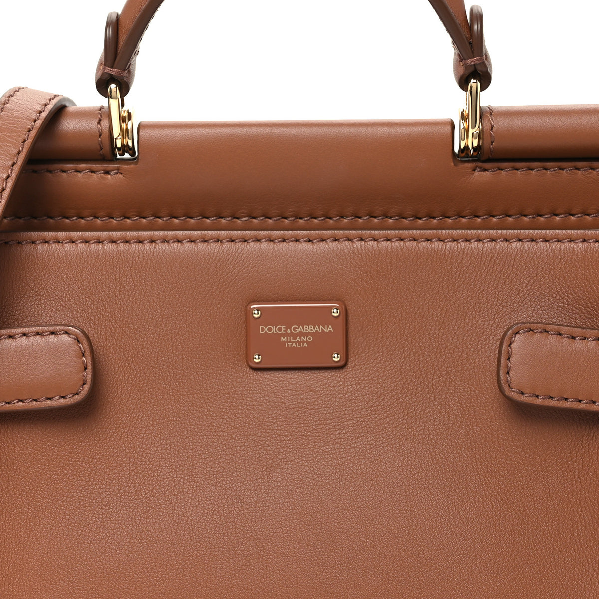 DOLCE GABBANA Vitello Morbido Small Sicily 62 Bag Brown