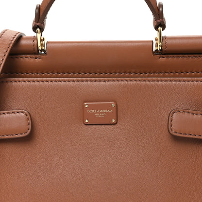 Dolce & Gabbana DOLCE GABBANA Vitello Morbido Small Sicily 62 Bag Brown 7 of 9