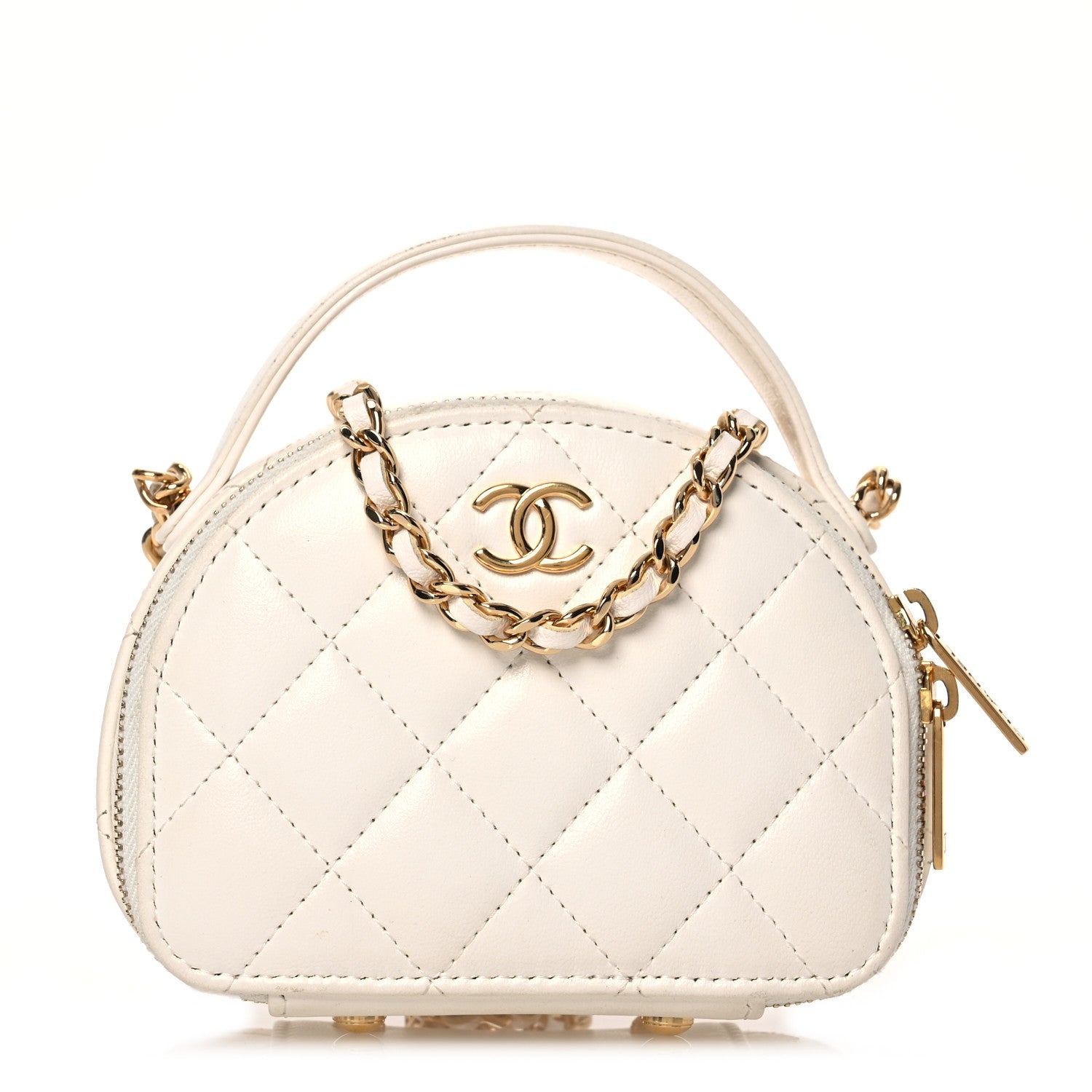 Chanel Lambskin Quilted Mini Chic Riviera Top Handle Vanity Case White 1 of 15
