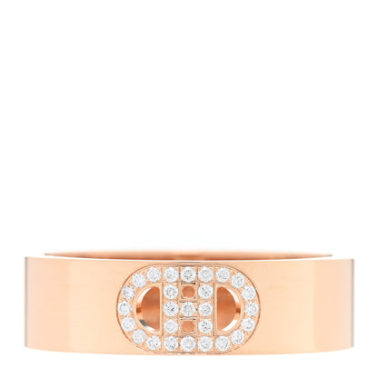 Hermes 18K Rose Gold Diamond PM H D'Ancre Ring 55 7.25 1 of 5