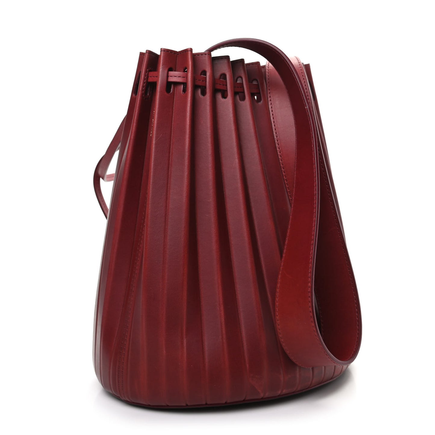 Vegetable Tanned Calfskin Pleated Bucket Bag Borbo
