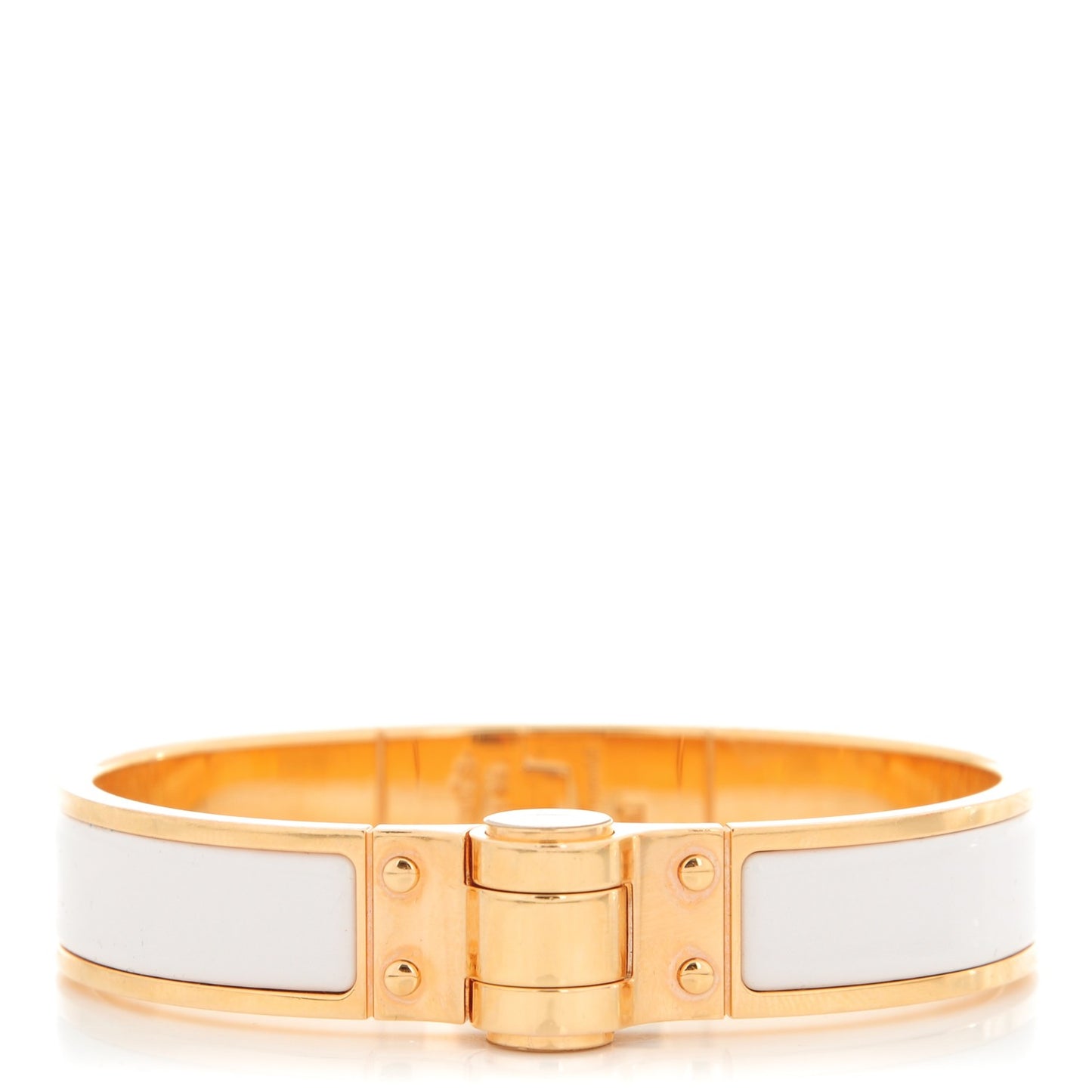 Enamel Charniere Uni Narrow Hinged Bracelet S White