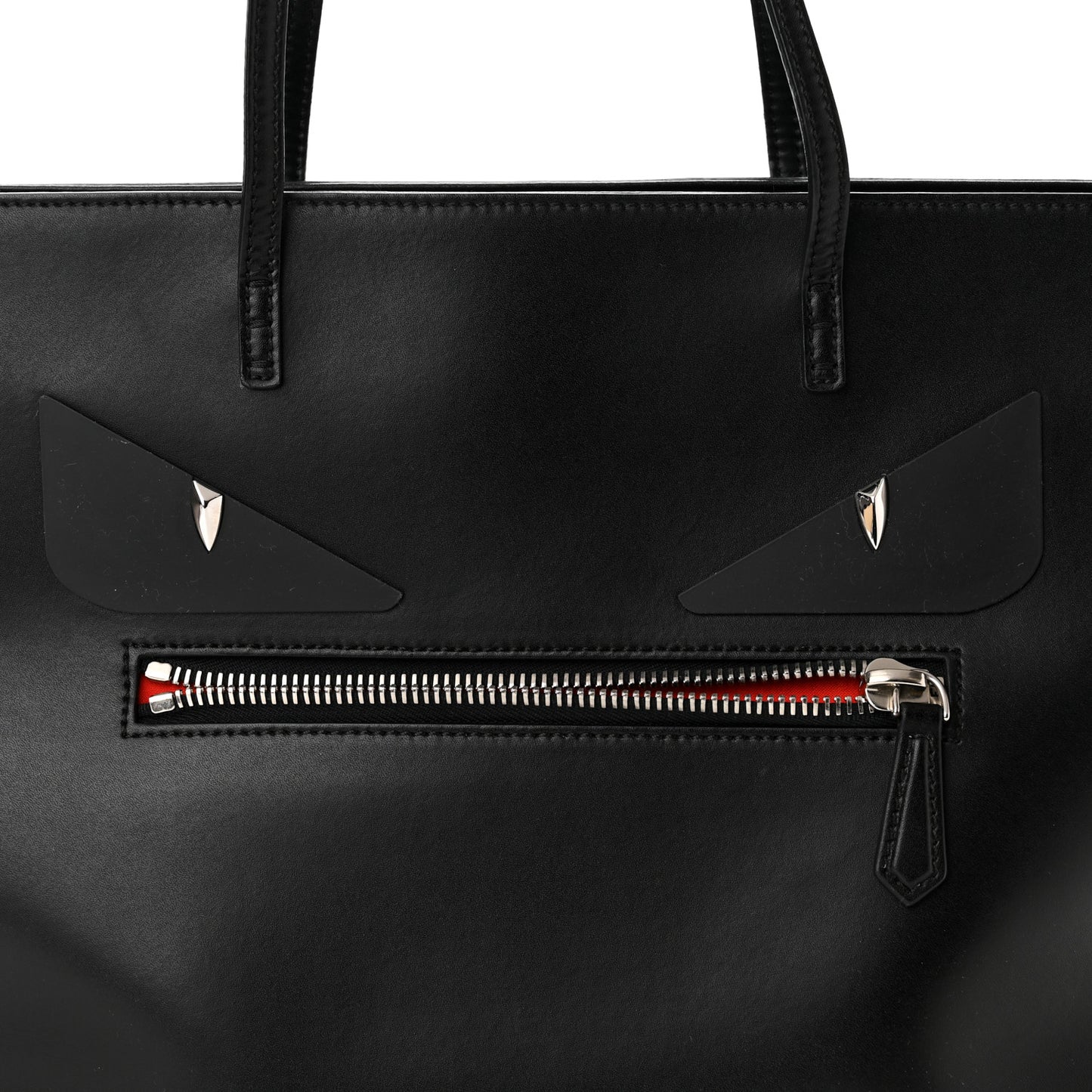 Vitello Liberty Lucido Metal Monster Eyes Medium Roll Tote Black