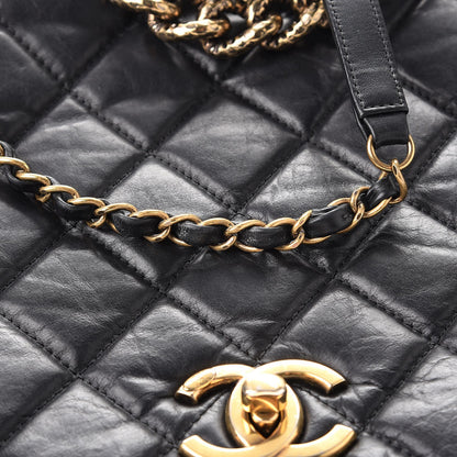 Chanel Aged Calfskin Quilted Large Pondichery Flap Black 10 of 11