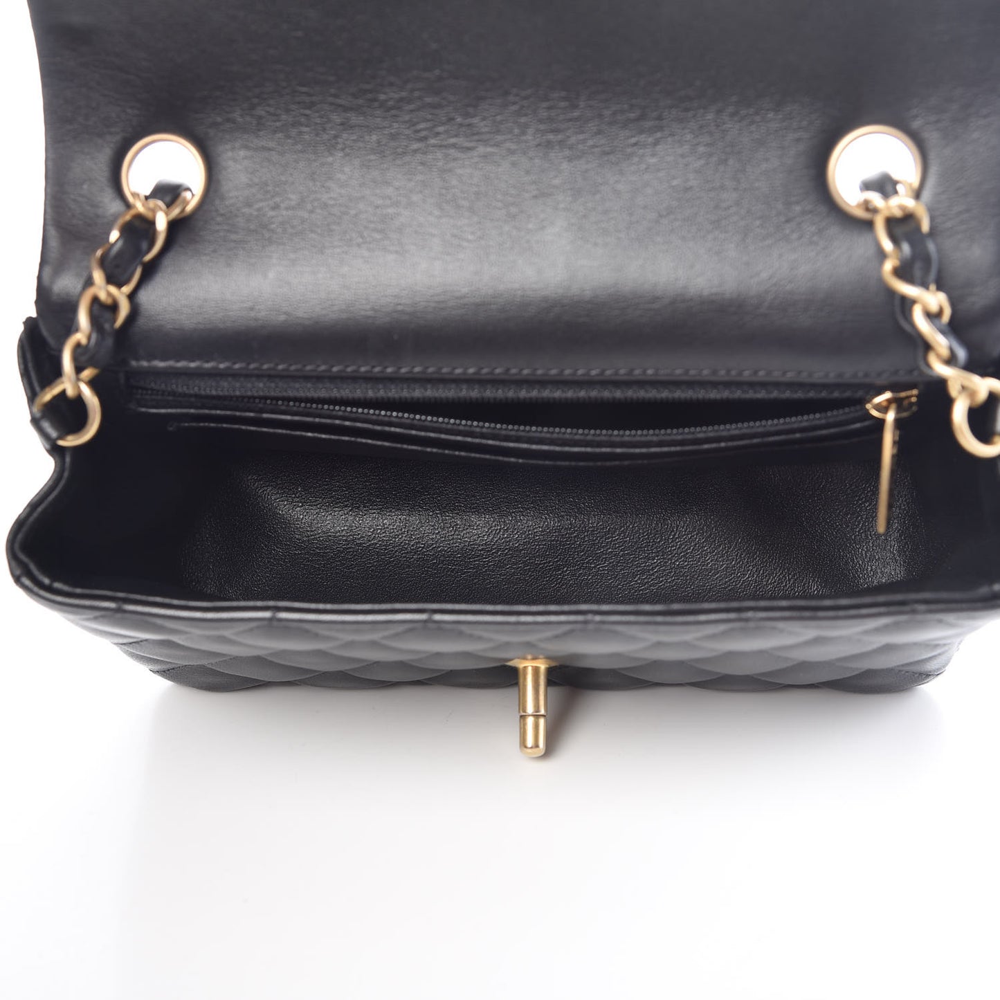 Lambskin Quilted Mini Rectangular Flap Black