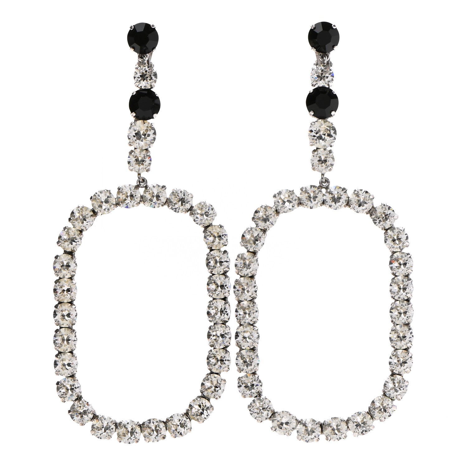 Saint Laurent Crystal Smoking Drop Earrings Silver 1 of 4