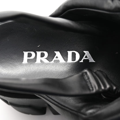 Prada Nappa Soft Metal Triangle Logo Padded Monolith 55mm Slingback Sandals 39 Black 8 of 9