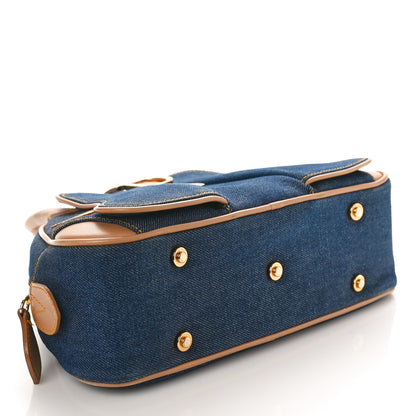 Christian Dior Denim Calfskin Mini Saddle Bowler Blue 4 of 14