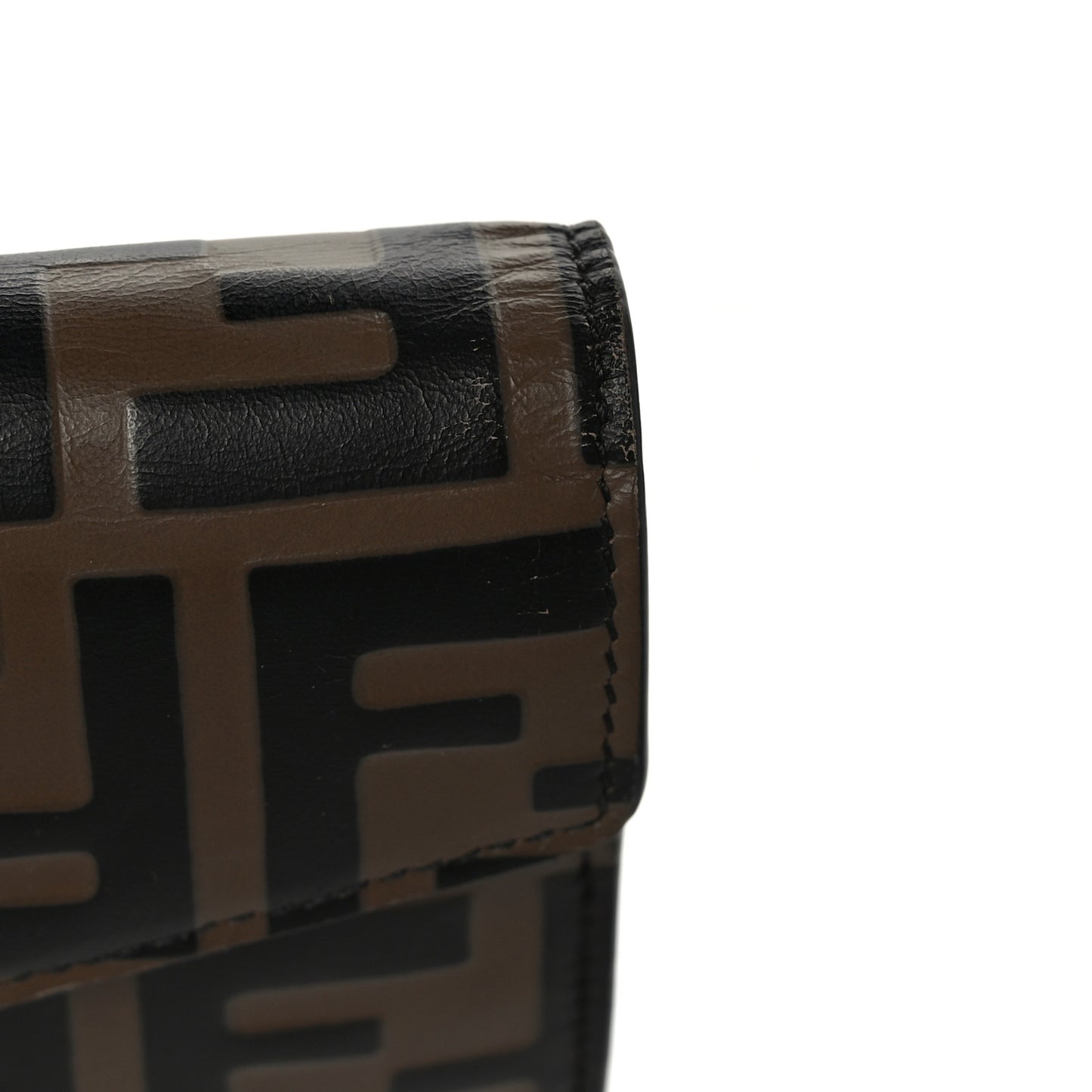 Vitello Soft F is Fendi Bi-Color FF 1974 Embossed Continental Envelope Wallet Maya Black