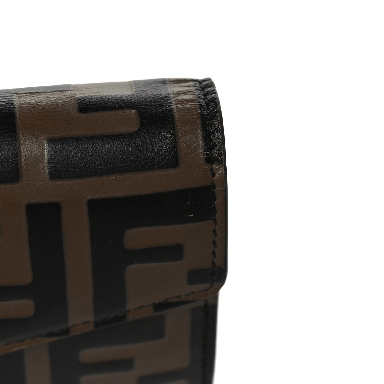 Fendi Vitello Soft F is Fendi Bi-Color FF 1974 Embossed Continental Envelope Wallet Maya Black 8 of 8