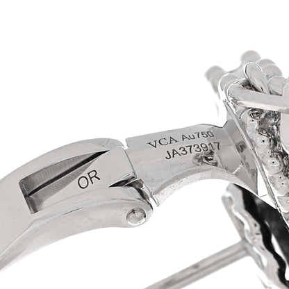 Van Cleef & Arpels 18K White Gold Diamond Black Onyx Magic Alhambra 3 Motifs Earrings 4 of 5