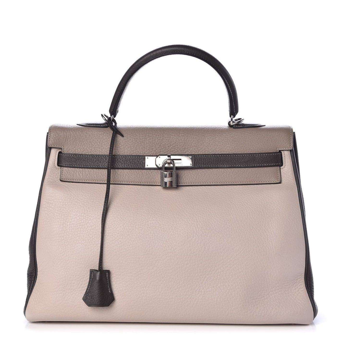 Taurillon Clemence Tri-color Kelly Retourne 35 Graphite Gris Tourterelle Gris Clair