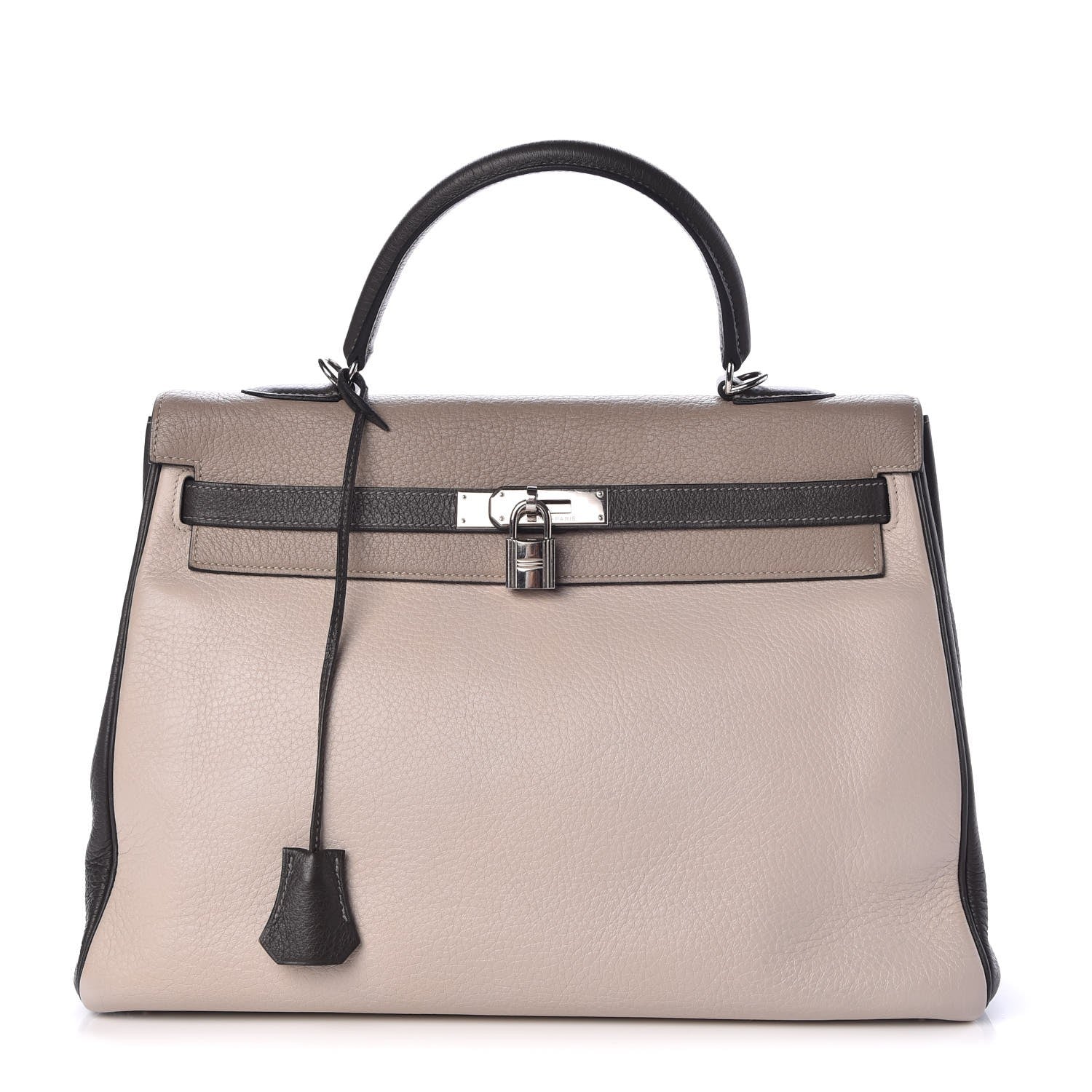Hermes Taurillon Clemence Tri-color Kelly Retourne 35 Graphite Gris Tourterelle Gris Clair 1 of 36