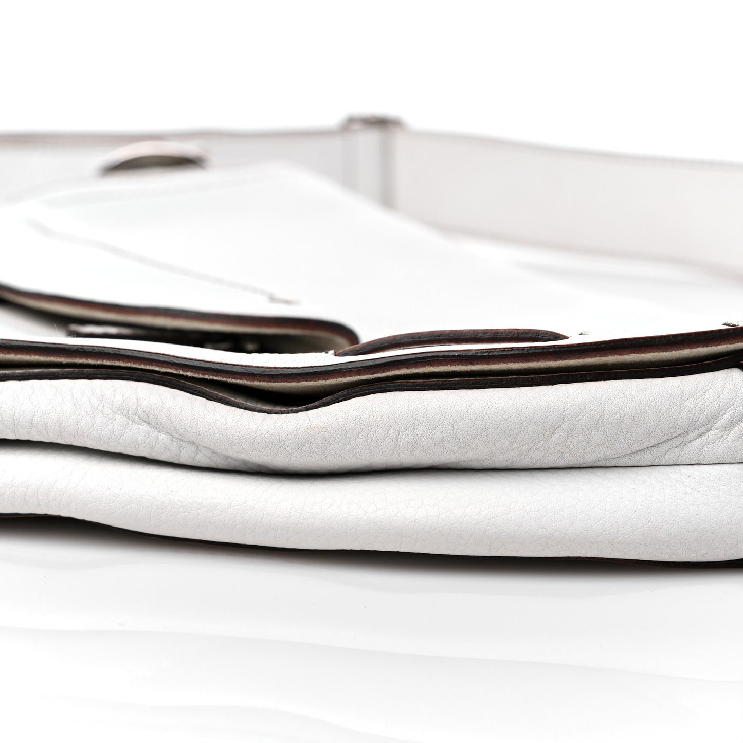 Calfskin Baudrier Saddle Bag White