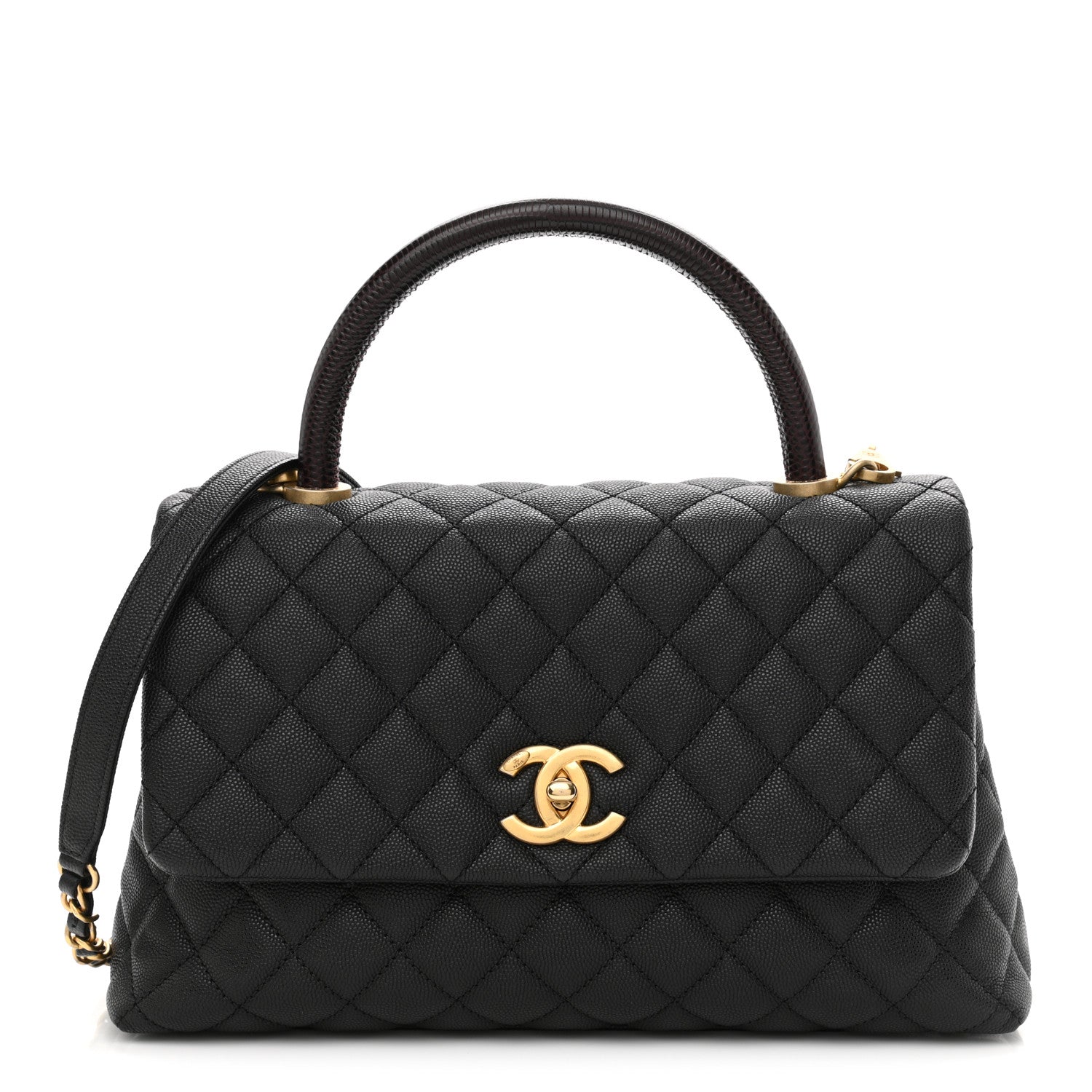 Chanel Caviar Lizard Quilted Small Coco Handle Flap Black 1 of 11