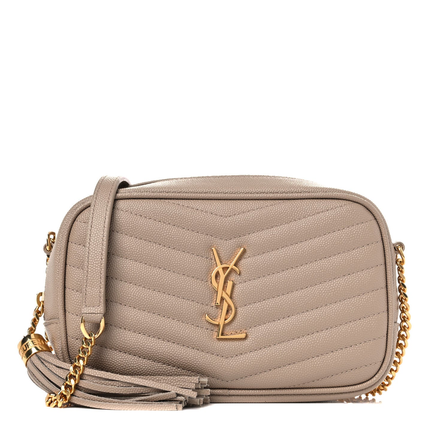 Grain De Poudre Matelasse Monogram Mini Lou Camera Bag Dark Beige