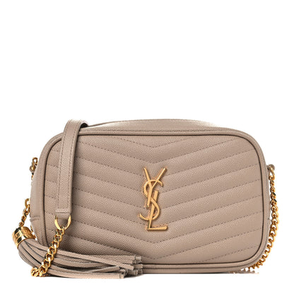 Saint Laurent Grain De Poudre Matelasse Monogram Mini Lou Camera Bag Dark Beige 1 of 11