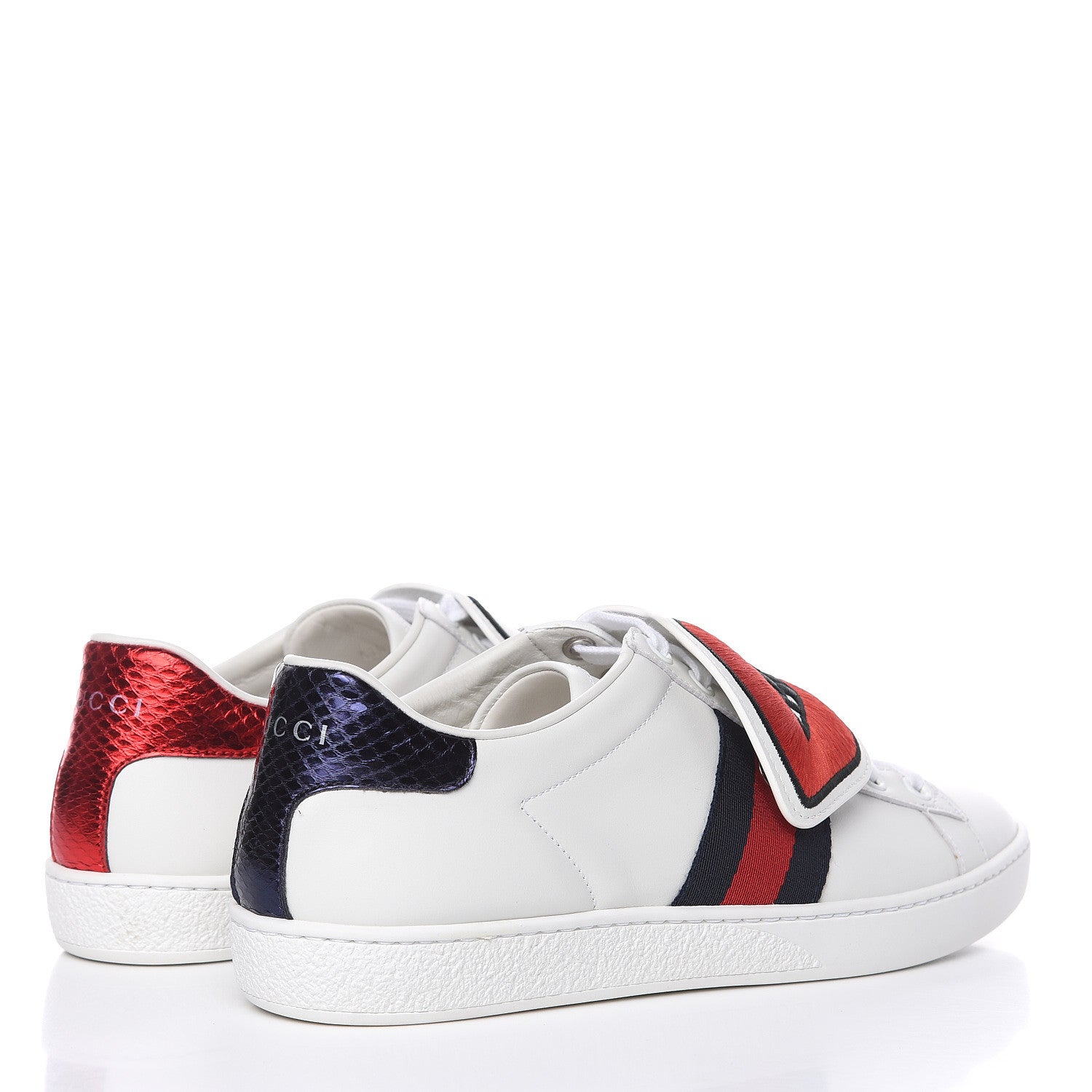 Gucci Calfskin Ayers Web Blind for Love Embroidered Womens Ace Sneakers 36.5 White 4 of 9