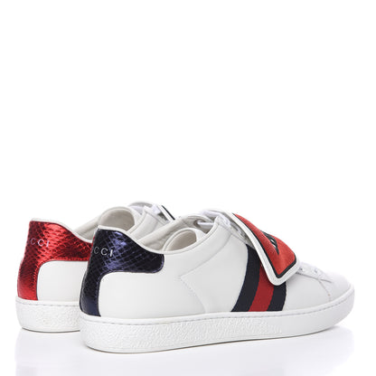 Gucci Calfskin Ayers Web Blind for Love Embroidered Womens Ace Sneakers 36.5 White 4 of 9