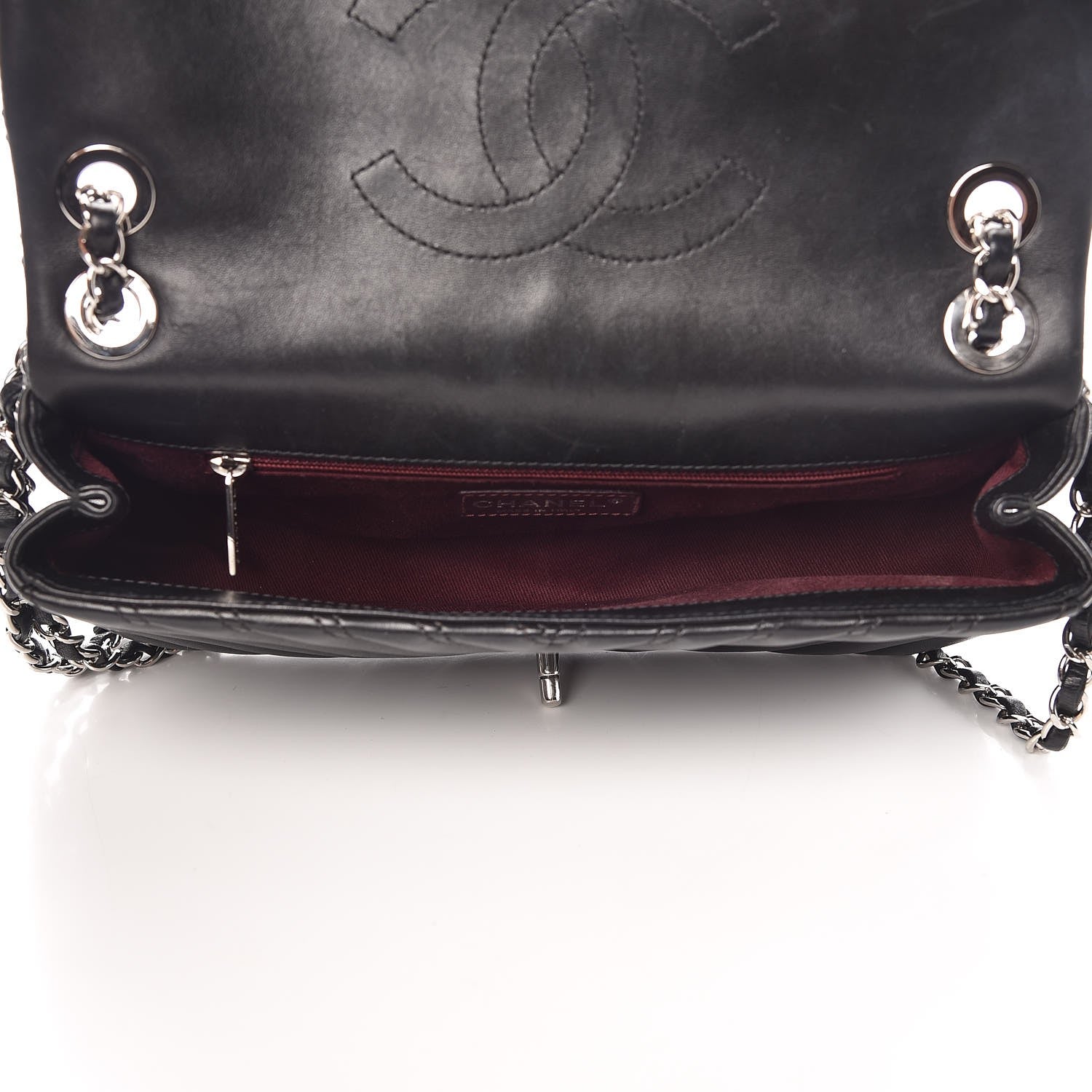 Chanel Lambskin Chevron Double Stitch Medium Single Flap Black 5 of 9