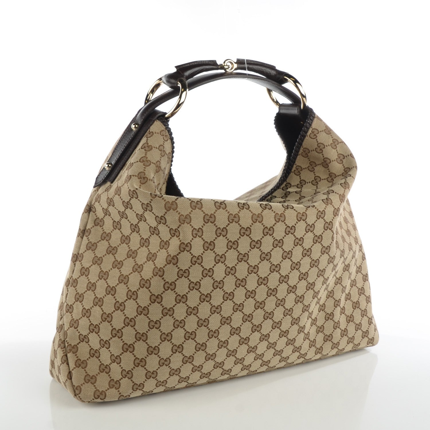 Gucci Monogram Large Horsebit Chain Hobo Dark Brown 3 of 7