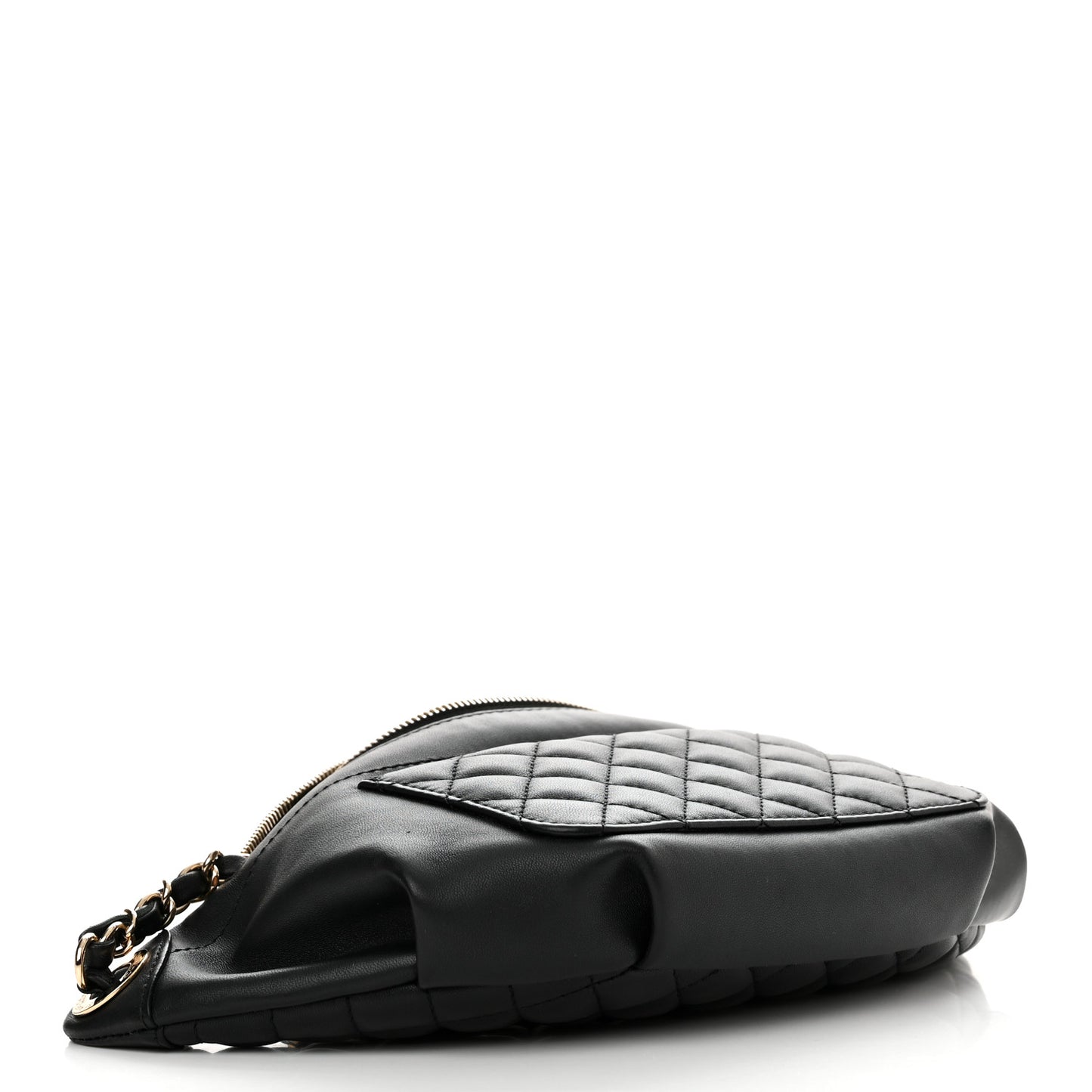 Lambskin Quilted Waist Bag Fanny Pack Black
