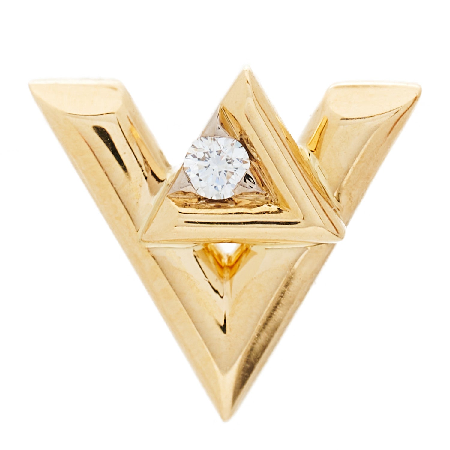Louis Vuitton 18K Yellow Gold Diamond LV Volt Single Stud Earring 1 of 5