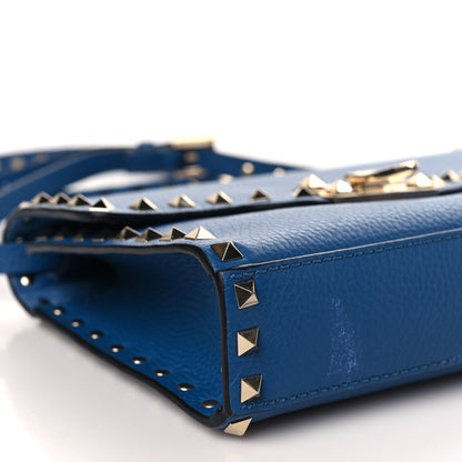 Valentino Garavani Pebbled Calfskin Medium Rockstud Flip Lock Crossbody Bag Peacock 7 of 9