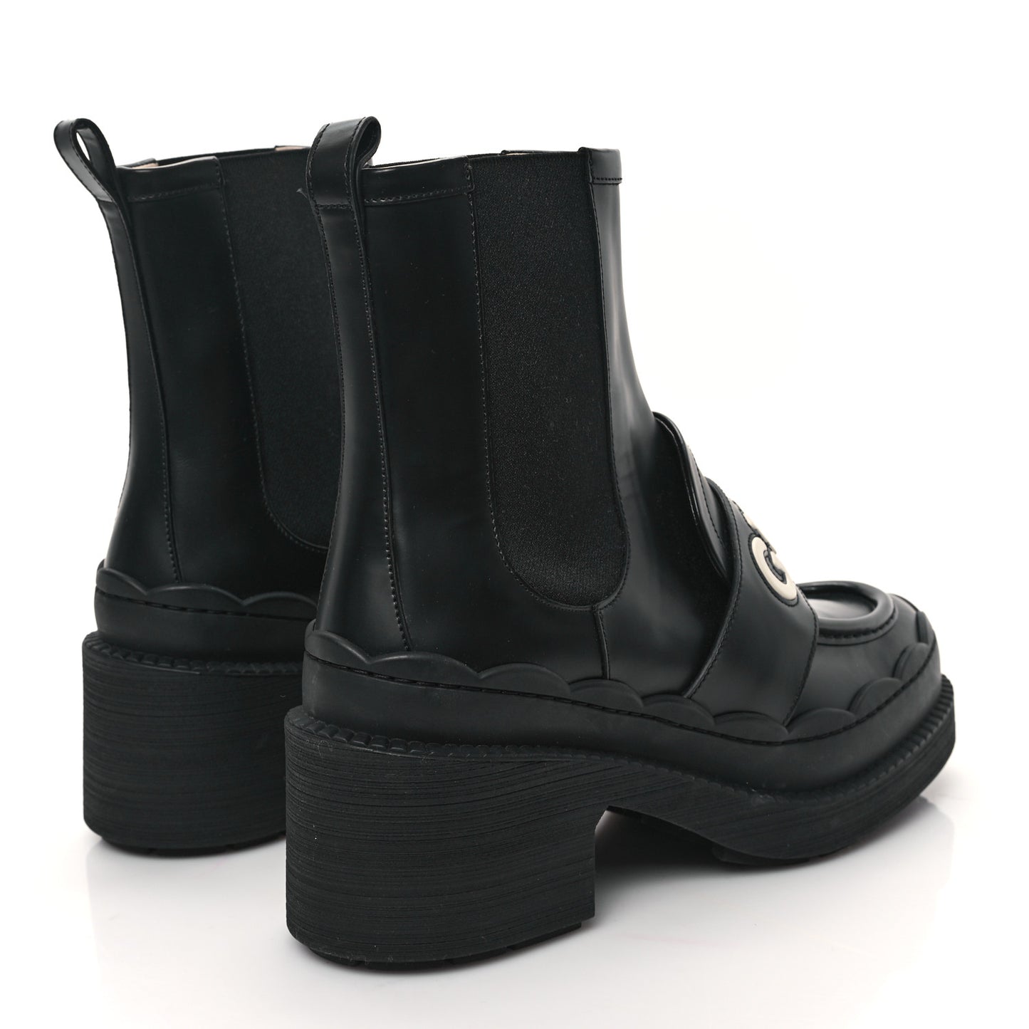 Calfskin Ornella Logo Ankle Boots 41 Black