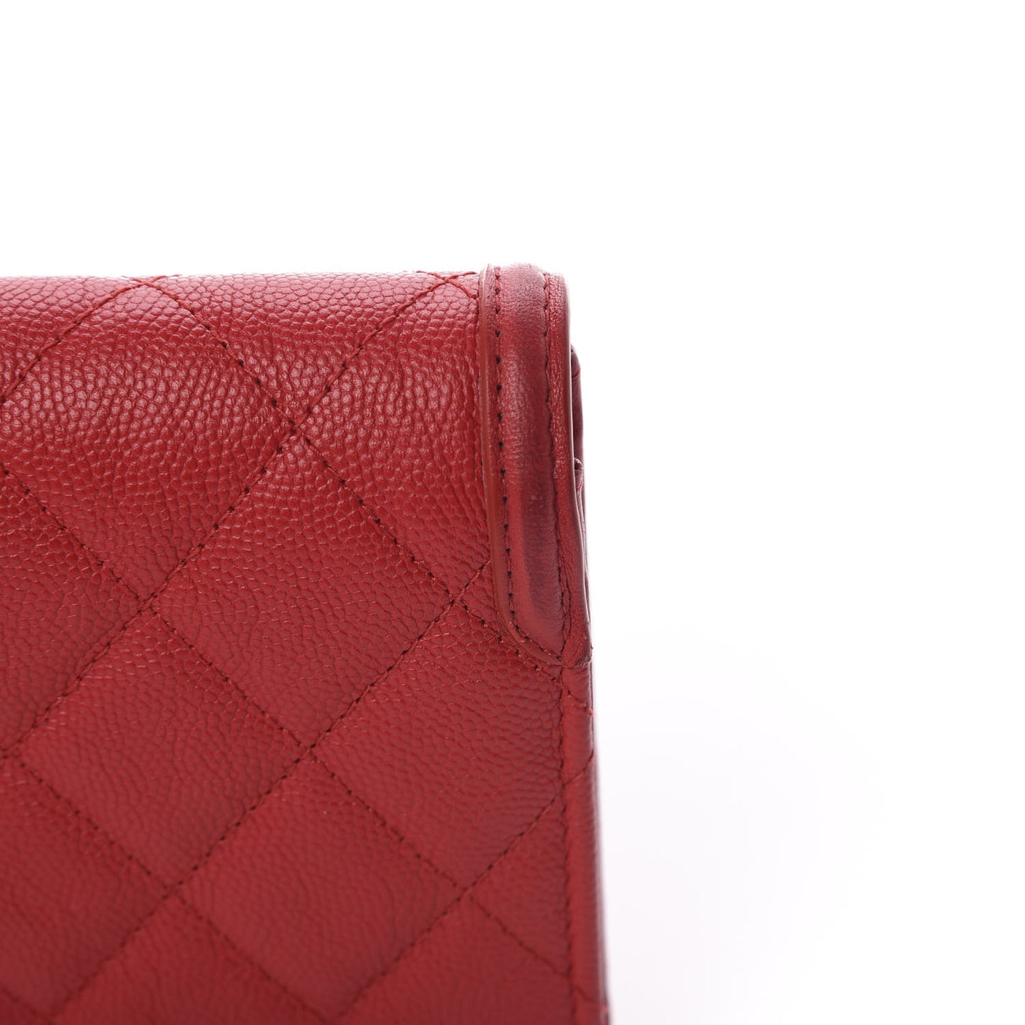 Caviar Quilted Large Filigree Gusset Flap Wallet Red
