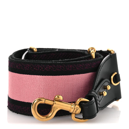 Christian Dior Canvas Embroidered Shoulder Strap Pink Black 1 of 7