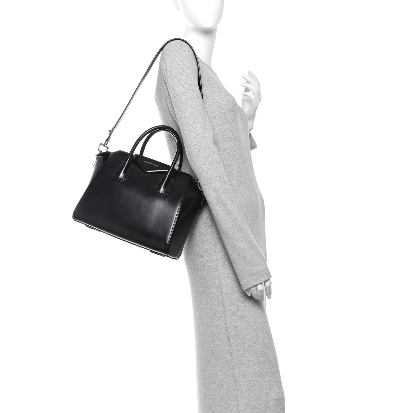 Shiny Lord Calfskin Small Antigona Black