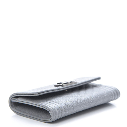 Chanel Caviar Chevron Quilted Boy Flap Card Holder Grey 4 of 9