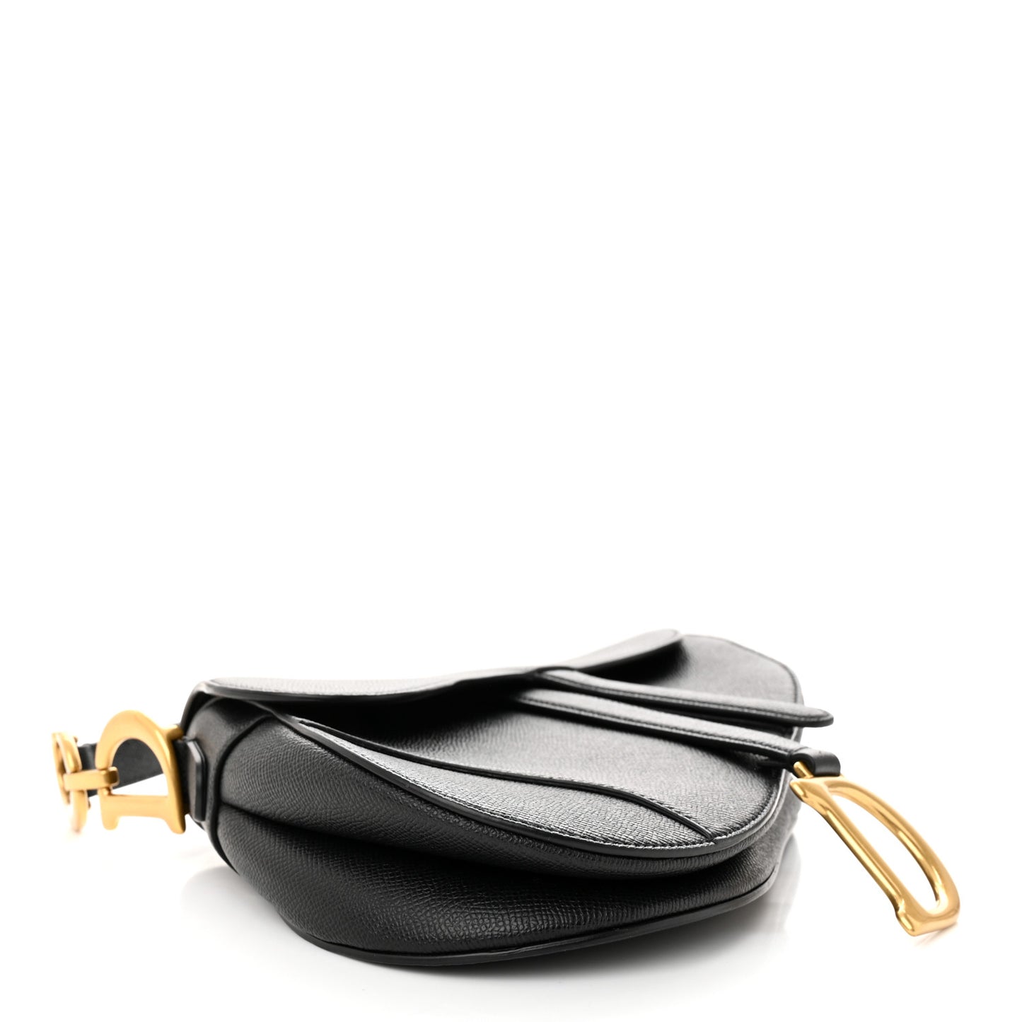 Grained Calfskin Saddle Bag Black